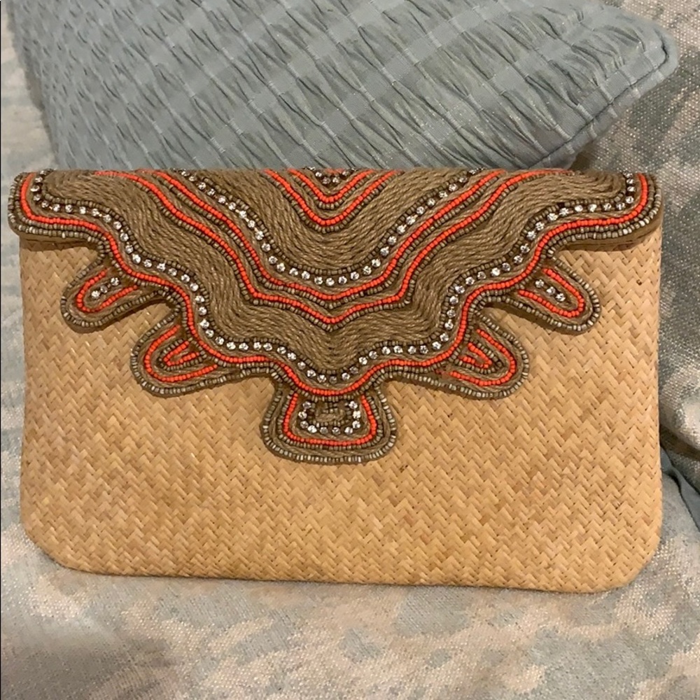Tommy Bahama straw clutch bag